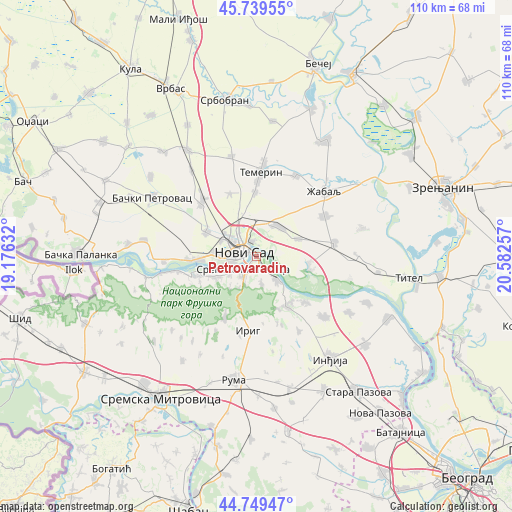 Petrovaradin on map