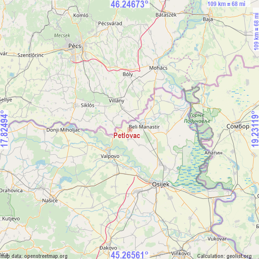Petlovac on map