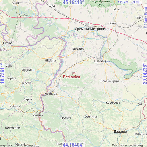 Petkovica on map