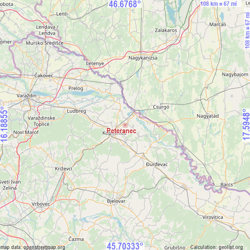 Peteranec on map