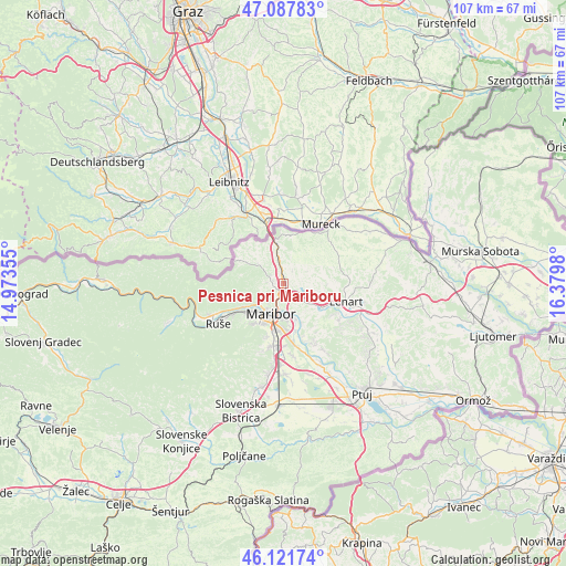 Pesnica pri Mariboru on map