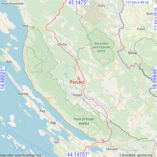 Perušić on map