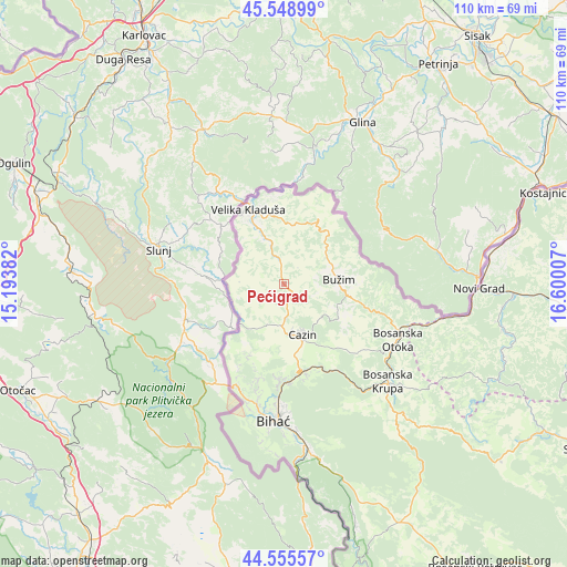 Pećigrad on map