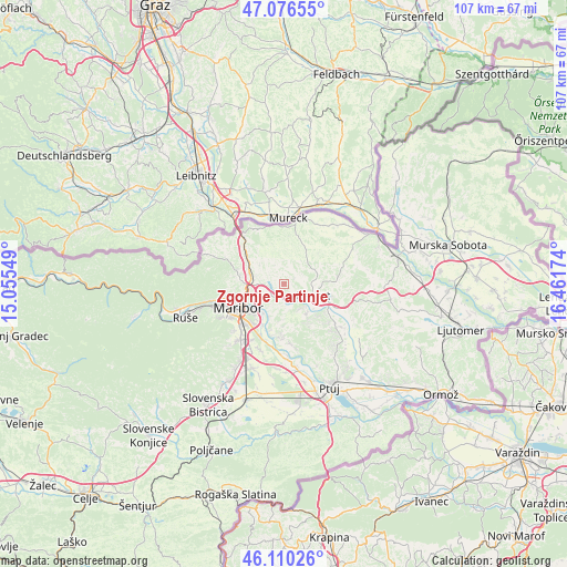 Zgornje Partinje on map