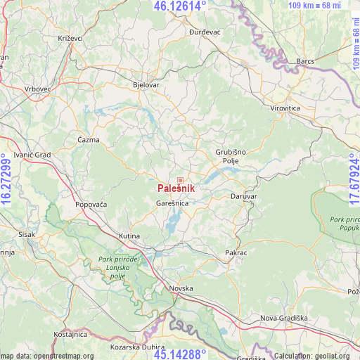 Palešnik on map