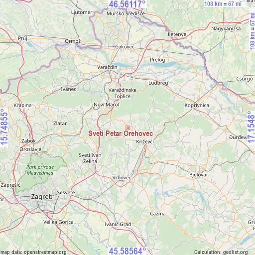 Sveti Petar Orehovec on map