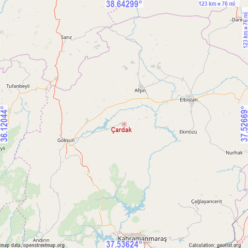 Çardak on map