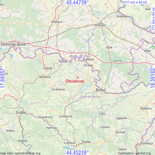 Obudovac on map