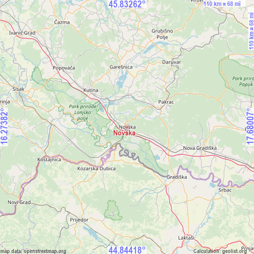 Novska on map