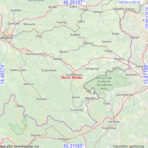 Novo Mesto on map