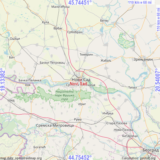 Novi Sad on map