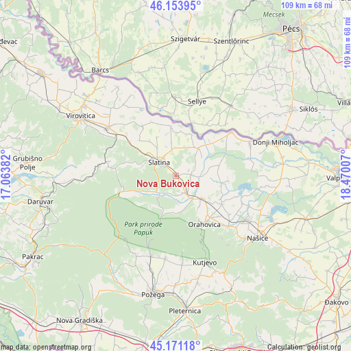 Nova Bukovica on map