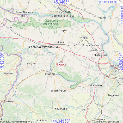 Nikinci on map