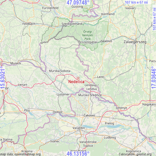 Nedelica on map
