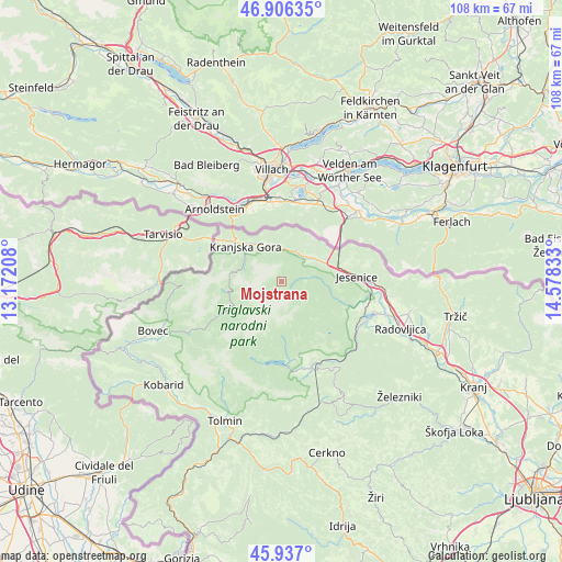 Mojstrana on map