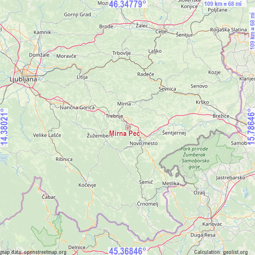 Mirna Peč on map