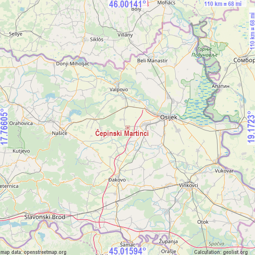 Čepinski Martinci on map