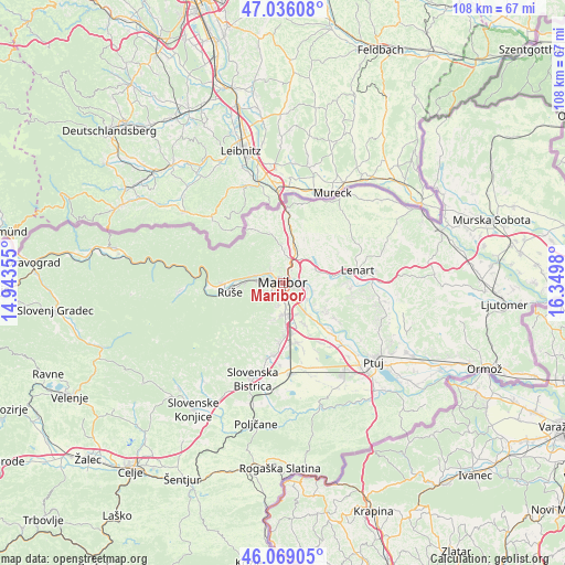 Maribor on map