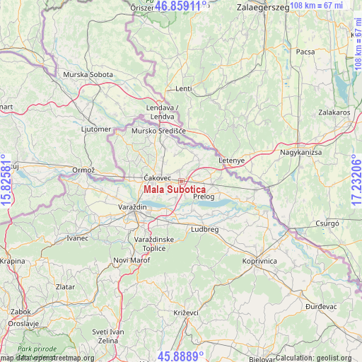 Mala Subotica on map