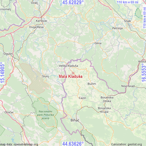 Mala Kladuša on map