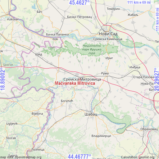 Mačvanska Mitrovica on map