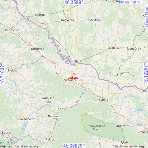 Lukač on map