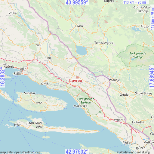 Lovreć on map