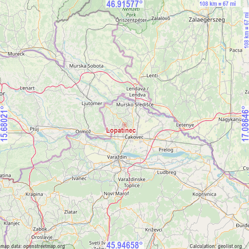 Lopatinec on map