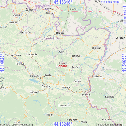 Lopare on map