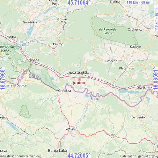 Ljupina on map