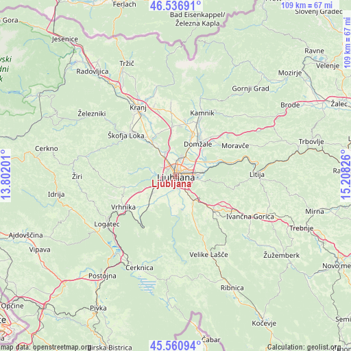 Ljubljana on map