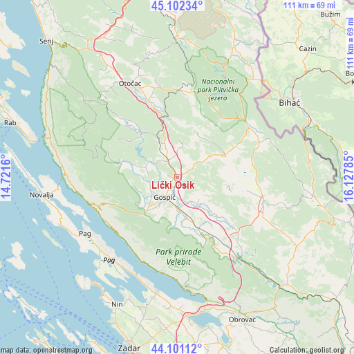 Lički Osik on map