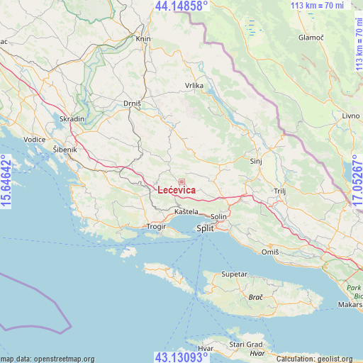 Lećevica on map