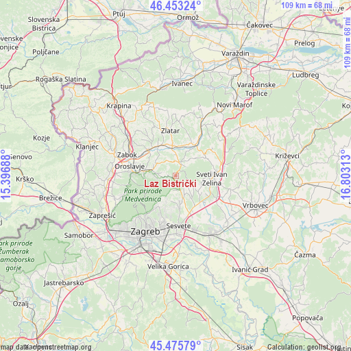 Laz Bistrički on map