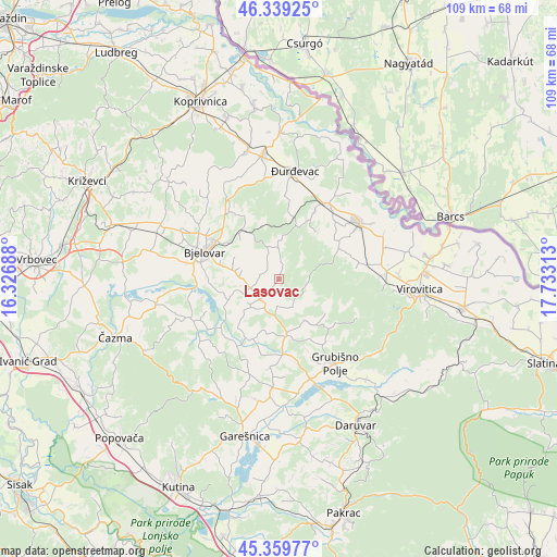 Lasovac on map