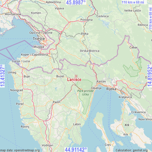 Lanišće on map