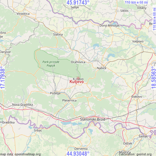 Kutjevo on map