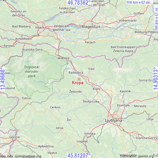 Kropa on map