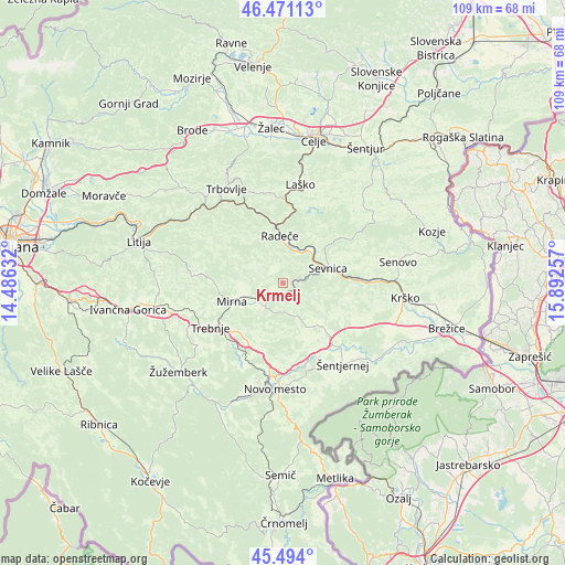 Krmelj on map