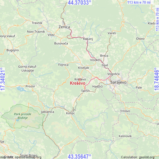 Kreševo on map