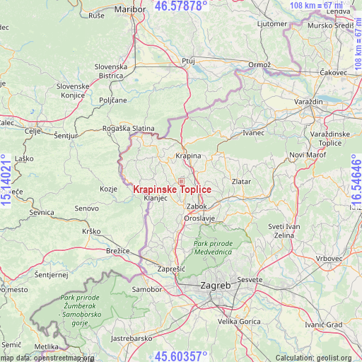 Krapinske Toplice on map