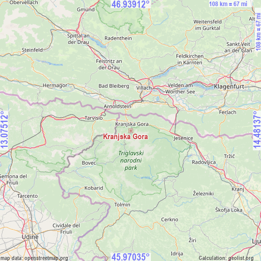 Kranjska Gora on map