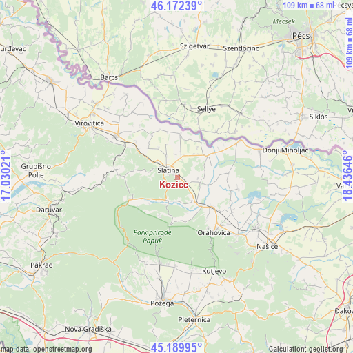 Kozice on map