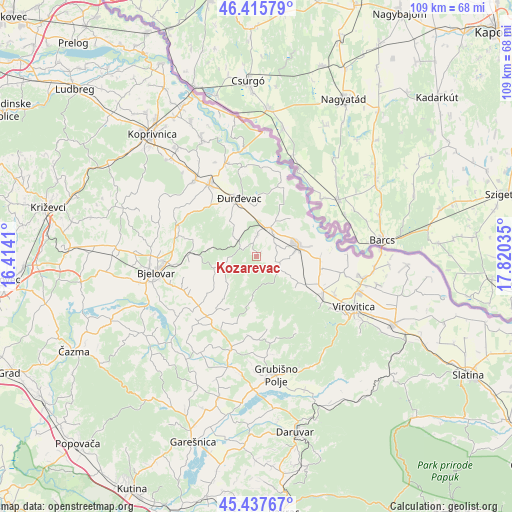 Kozarevac on map