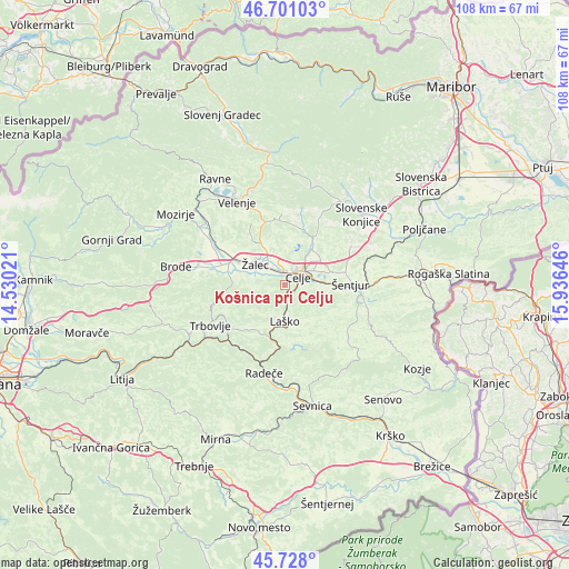 Košnica pri Celju on map