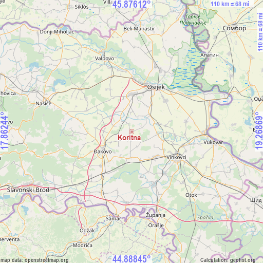 Koritna on map