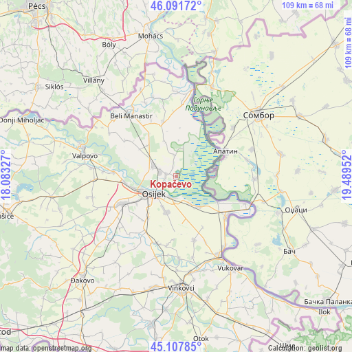 Kopačevo on map