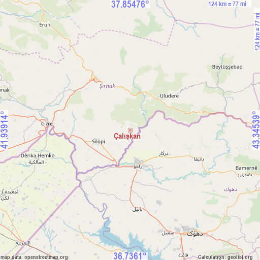 Çalışkan on map