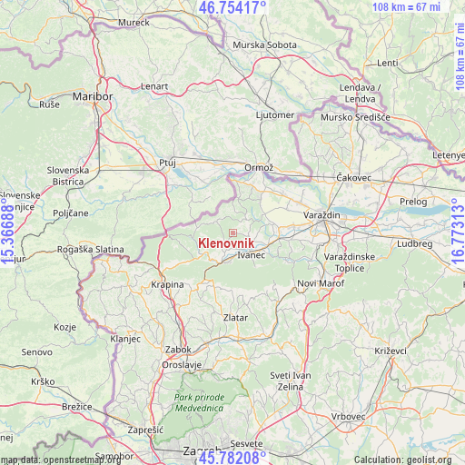 Klenovnik on map