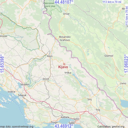 Kijevo on map